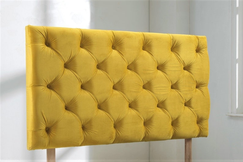 5ft King Size Chesterfield Gold Velvet 36 High Headboard Etsy