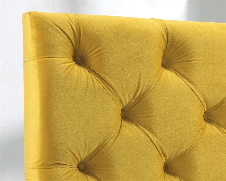 5ft King Size Chesterfield Gold Velvet 36 High Headboard Etsy