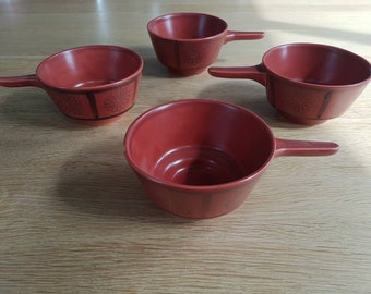 Set of 4 retro ceramic soup-cups from the 70s.