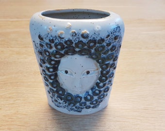 Striking Mid-century Scandinavian ceramic vase with   female face.