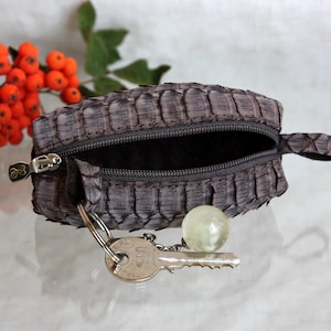 Portachiavi in vera pelle con cerniera, portachiavi in pelle, organizer per chiavi