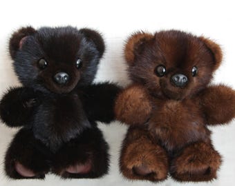 ヴィンテージ ミンクファー テディベア ぬいぐるみ 9インチ - Etsy 日本