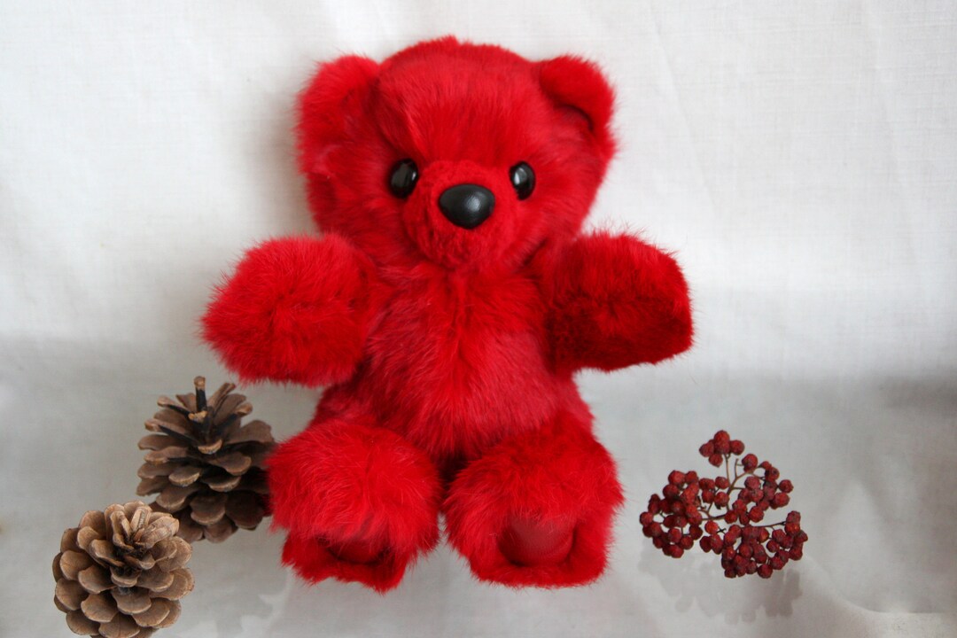 Red Colour Rabbit Teddy Red Rabbit Fur Teddy Bear: Soft Plush Interior Toy - Etsy