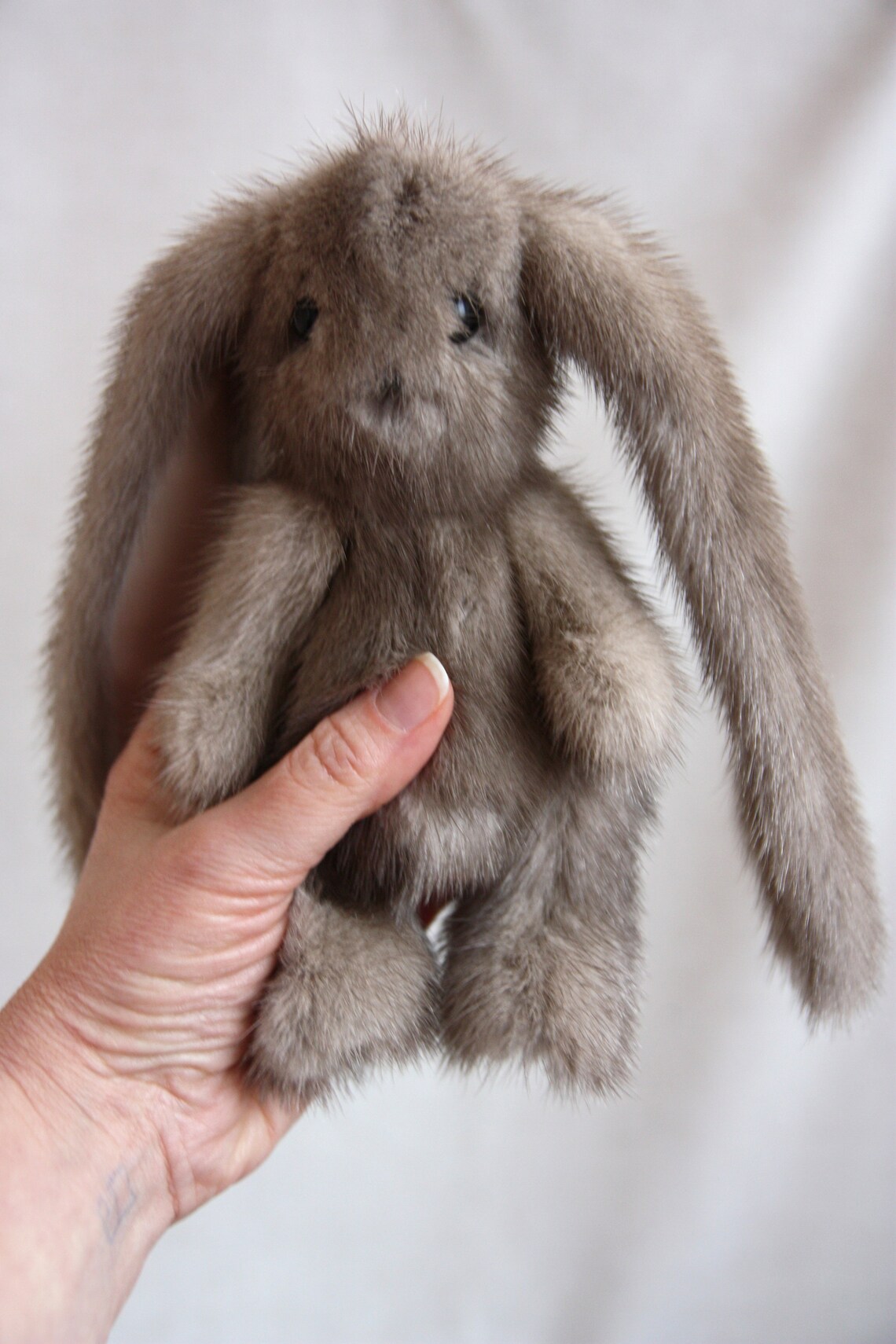 Rabbit From Natural Mink Fur Gray Hare A Toy of Real Mink Etsy