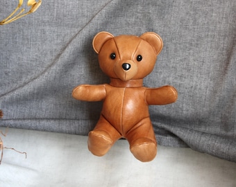 Genuine leather teddy bear, collectible toy