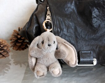 Fur sheared mink rabbit keychain on a bag, backpack, keys or jeans, Natural accessory,  Stylish accessory