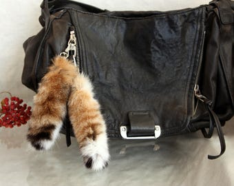 Keychain lynx tail, Natural lynx fur, Decoration for bag, backpack, jeans, keys