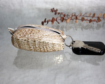 Schlüsseletui aus echtem Leder mit Reißverschluss, Schlüsselhalter aus Leder, Schlüsselorganisator
