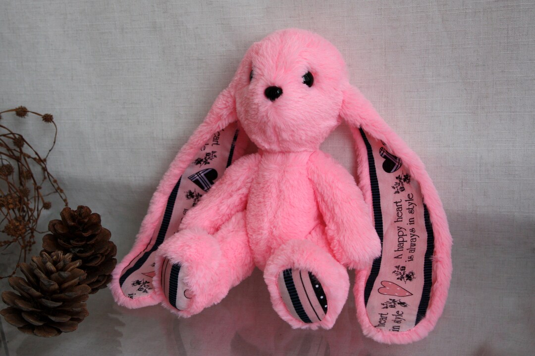 Pink Plush Rabbit Toy: Movable Legs, Cotton Ears (10.5-11 Inch) - Etsy
