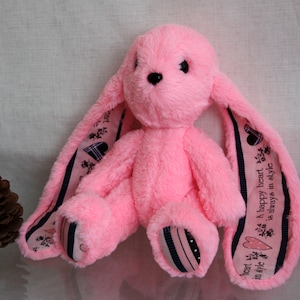 Rabbit made of artificial fur, pink plush rabbit, Interior toy, Toy for sleeping, Toy rabbit
