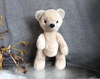 Bear from natural sheepskin, beige bear, Teddy bear,  Interior toy