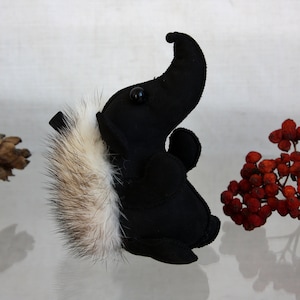 Keychain hedgehog, Real mink fur and real suede, A toy of real mink fur, Black and white hedgehog on keys or bag, Original and unique gift