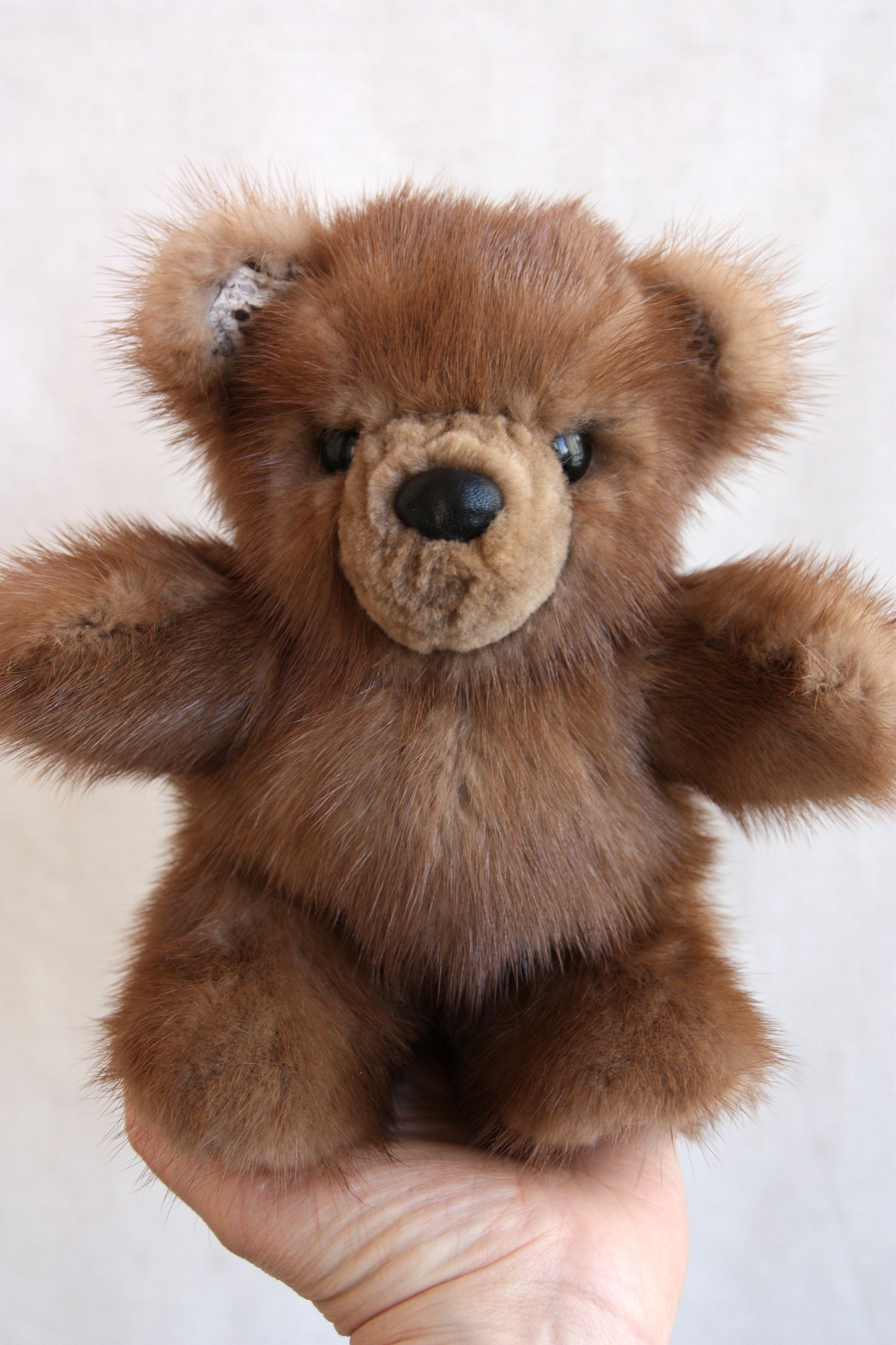 Bear From Natural Mink Fur Size L Beige Bear Teddy Bear A Etsy