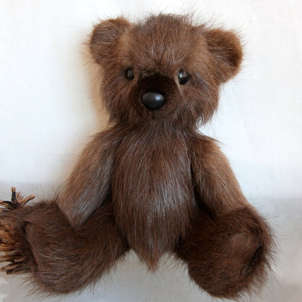 Bear made of genuine nutria fur, Size XL, Plush bear, Toy made of genuine nutria fur, Interior toy