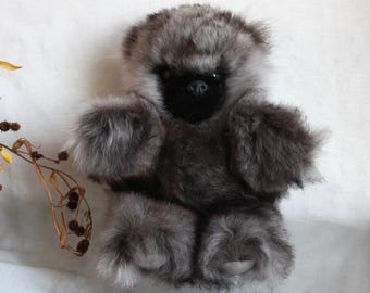 Fluffy lamb wool Teddy Bear: gray Bear Interior Toy