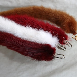 Mink tail keychain, genuine mink fur, accessory for bags, backpacks, jeans