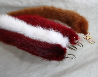 Mink tail keychain, genuine mink fur, accessory for bags, backpacks, jeans