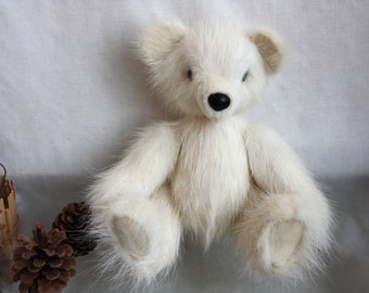 Bear made of genuine nutria fur, Size XL, Plush bear, Toy made from real nutria fur, Interior toy.