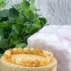 8mm Grade AA Citrine Solid Stretch Bracelet for Wealth, Abundance, Creativity, Self-Confidence and Cleansing the Chakras