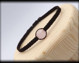 Hand-Knotted Rose Quartz Macrame Bracelet for Love and Compassion