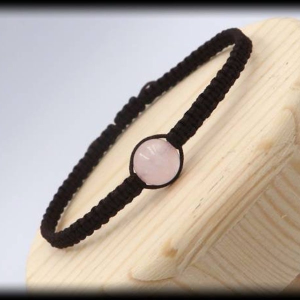 Hand-Knotted Rose Quartz Macrame Bracelet for Love and Compassion