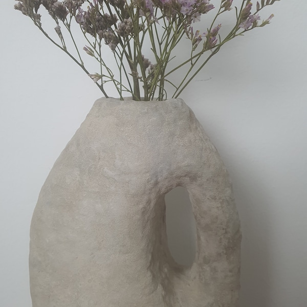Pappmaché Vase Kannister, strukturierte Vase, Unikat, Statement Stück, Nachhaltig, Dekor, Steinoptik