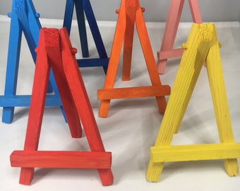 Pair of Custom painted wooden miniature easels 11cm tall. card holder Mini Art Holder,Wedding photo- 11 colours