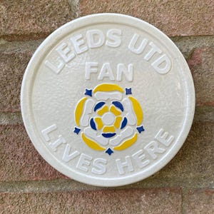 Hand painted Leeds United fan stone or wall plaque