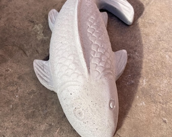 Koi Carp Garden Ornament, grey Fish Pond Decor
