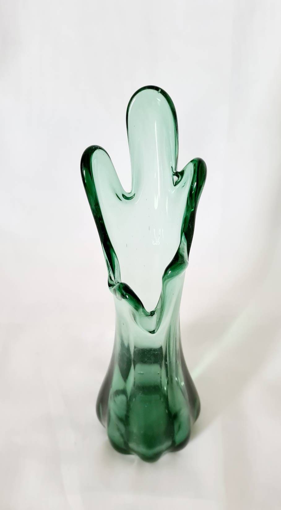 Vintage Art Deco 5 Green Finger Vase Green Glass Swished Etsy