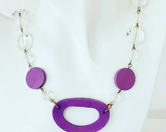 Vintage 60s Style Purple Necklace, Glass Beaded Necklace, Mod Necklace, Costume Jewellery Necklace.