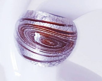 Vintage Murano Glass Statement Ring, Hand Blown Brown / Gold Glass Ring, Brutalist Hand Blown Ring, Vintage Murano Ring .