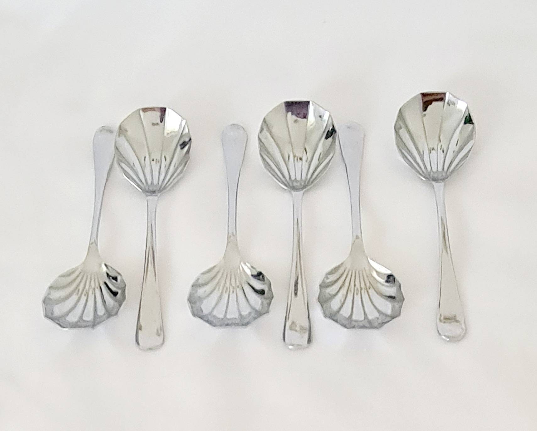 Vintage spoons chrome spoons scallop spoon Dessert spoons Etsy