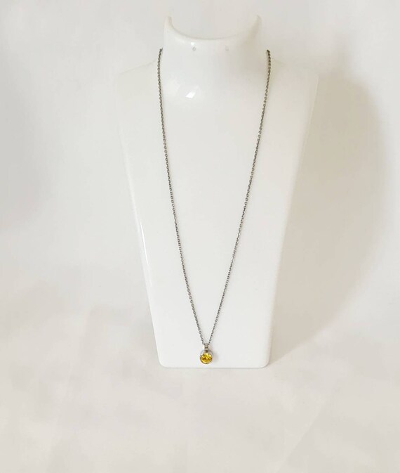 Vintage Yellow Rhinestone Necklace Pendant Necklace Crystal - Etsy