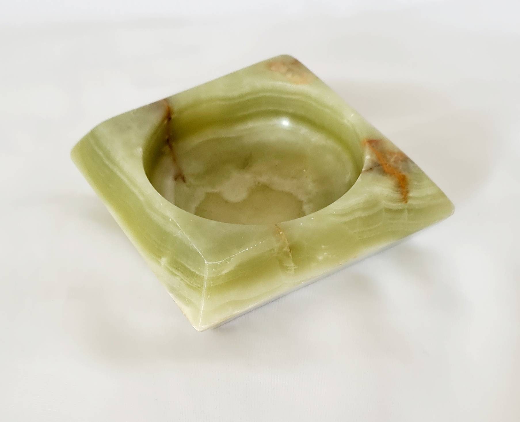 Vintage ltalian Green Onyx Ashtray Onyx Square Mid Century Etsy