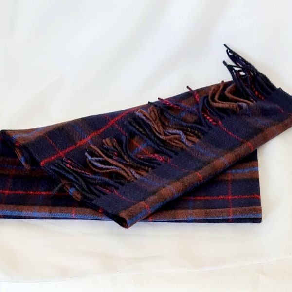 Vintage V.Fraas Pure New Wool Men's Scarf, Men's Accessories, Tartan Men's Scarf, Collectable Men's Scarf, Men's Fringed Scarf.