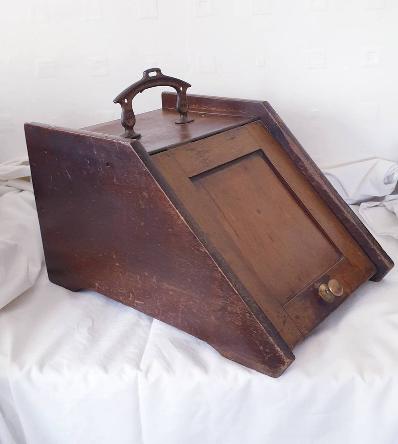 Victorian Solid Wood Coal Scuttle Antique Fireside Box Etsy