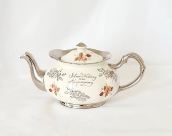 Vintage Kensington Silver Wedding Anniversary Teapot, Collectable Teapot, Display Teapot, 25 Years Silver Wedding Anniversary Teapot.