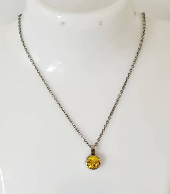 Yellow rhinestone necklace sale