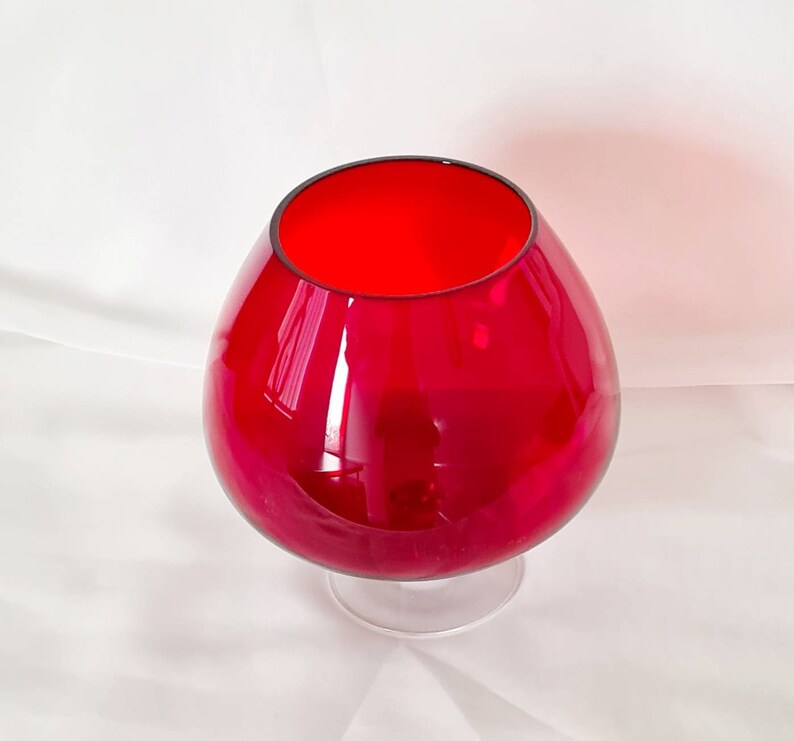 Vintage Brandy Glass Red Balloon Shape Retro Red Brandy Etsy