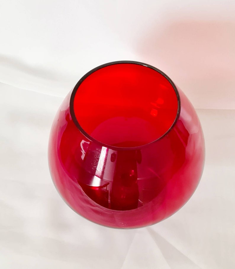Vintage Brandy Glass Red Balloon Shape Retro Red Brandy Etsy