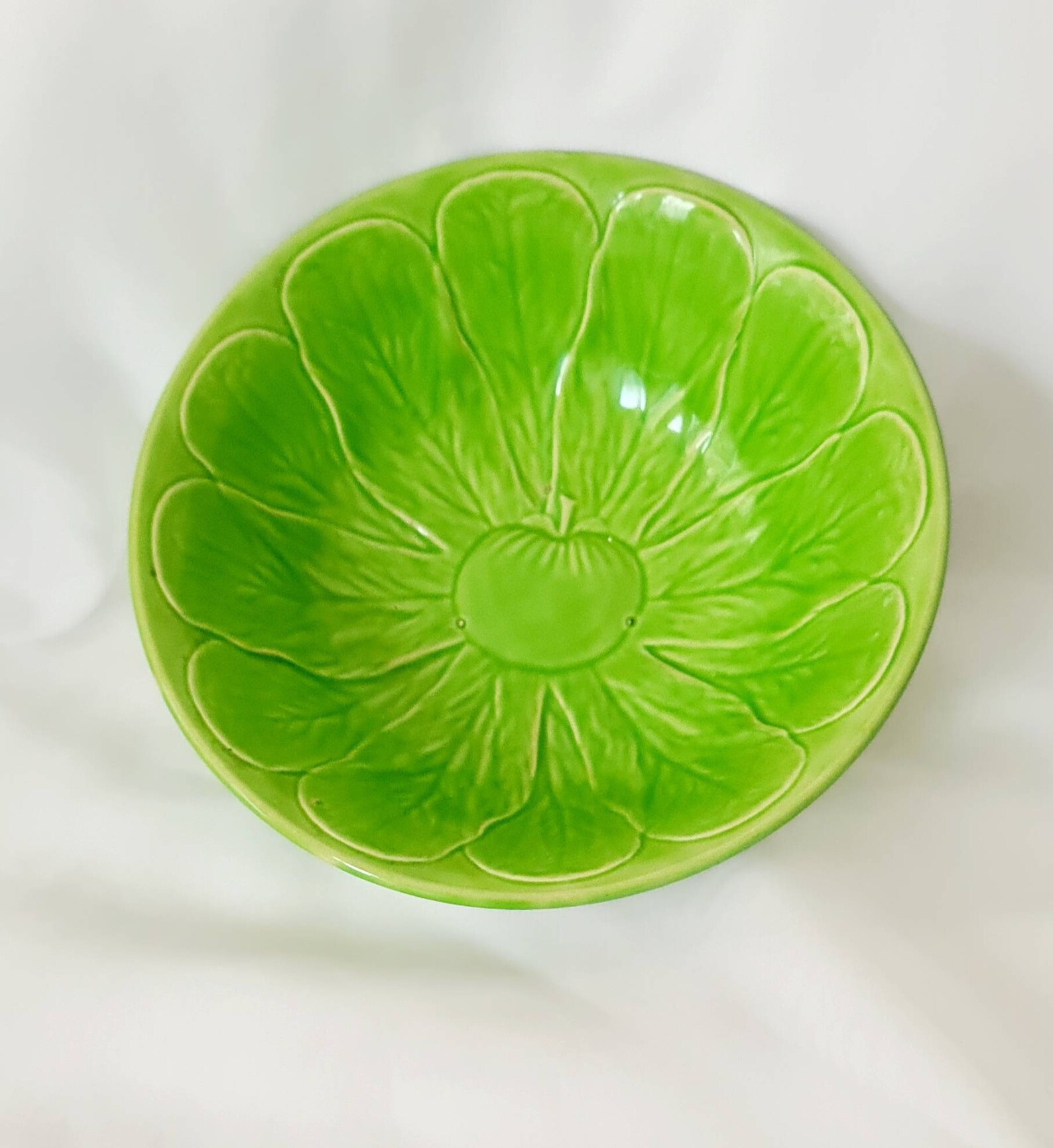 Vintage Green Apple Fruit Bowl Ceramic Green Fruit Bowl Etsy