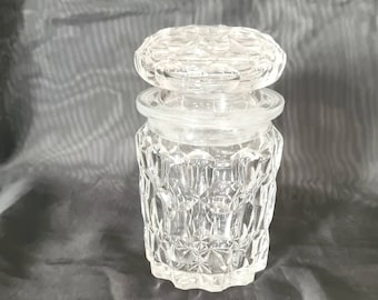 Vintage Clear Glass Lidded Sugar Jar, Crystal Preserve Jar, Crystal Conserve Jar,Jam Jar  Coffee Jar, Collectable Crystal Jar, Kitchenware.