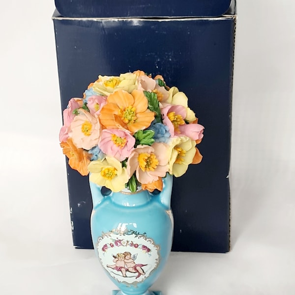 Vintage Atlas Edition Cherubs, Floral Treasures Flowers In A Vase, Mother's Day Gift, Ornament Vase Gift, Homeware.