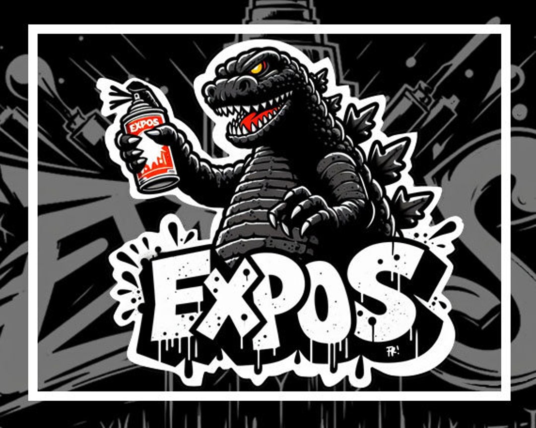 Godzilla Graffiti Artist - Holographic Sticker - Waterproof - Spray Can ...