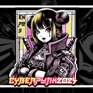 CyberPunk Girl - Sticker - Laptop Sticker - Waterproof