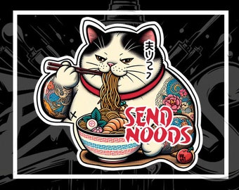 Send Noods - Fat Cat - Sticker - Waterproof