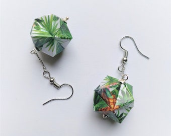 Small origami kusudama paper earrings for all occasions