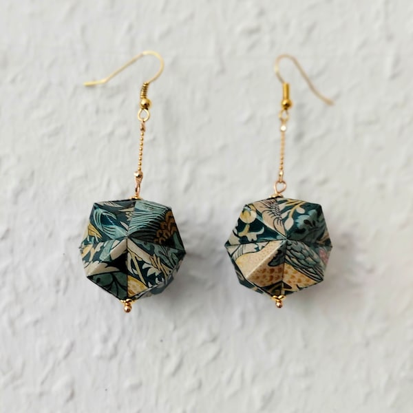 Small origami kusudama paper earrings for all occasions
