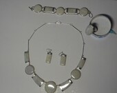 Guatemala Lavender or Lilac Jade Nephrite Jewelry Set of 4 Necklace Bracelet Ring Earrings Jadeite Cabochons Mounted in 925 Sterling Silver